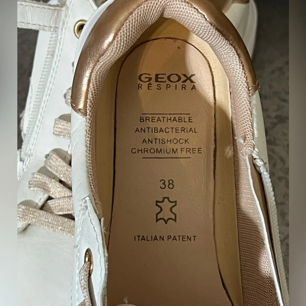 Geox Respira Nashik Junior in Whit & Rose Gold size EU38 5.5 US sneakers - Picture 7 of 10